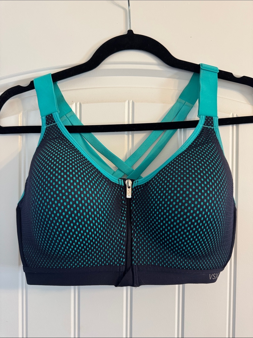 Victoria's Secret Teal & Navy Front-Zip Sports Bra